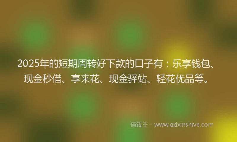 2025年的短期周转好下款的口子有：乐享钱包、现金秒借、享来花、现金驿站、轻花优品等。