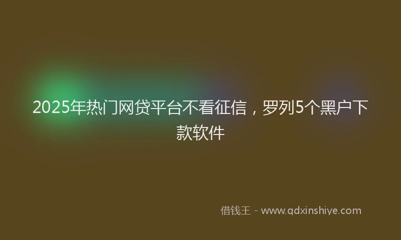 2025年热门网贷平台不看征信，罗列5个黑户下款软件