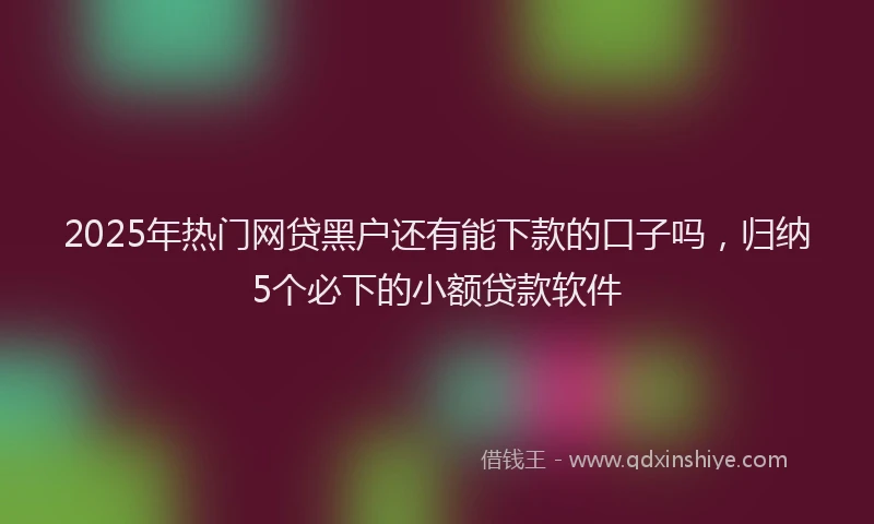 2025年热门网贷黑户还有能下款的口子吗，归纳5个必下的小额贷款软件