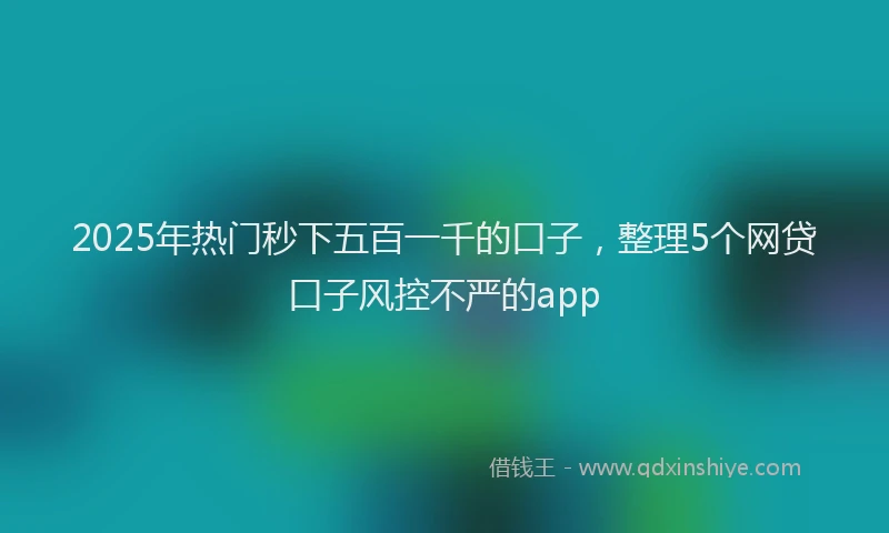 2025年热门秒下五百一千的口子，整理5个网贷口子风控不严的app