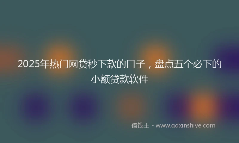 2025年热门网贷秒下款的口子，盘点五个必下的小额贷款软件