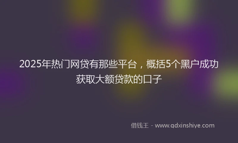 2025年热门网贷有那些平台，概括5个黑户成功获取大额贷款的口子