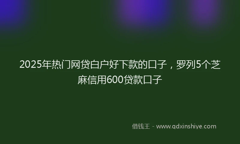 2025年热门网贷白户好下款的口子，罗列5个芝麻信用600贷款口子