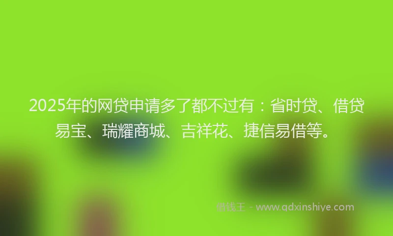 2025年的网贷申请多了都不过有：省时贷、借贷易宝、瑞耀商城、吉祥花、捷信易借等。