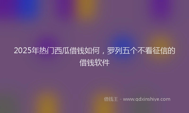 2025年热门西瓜借钱如何，罗列五个不看征信的借钱软件