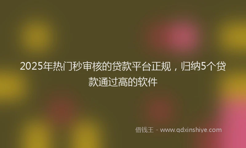 2025年热门秒审核的贷款平台正规，归纳5个贷款通过高的软件