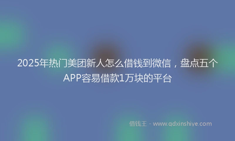 2025年热门美团新人怎么借钱到微信，盘点五个APP容易借款1万块的平台