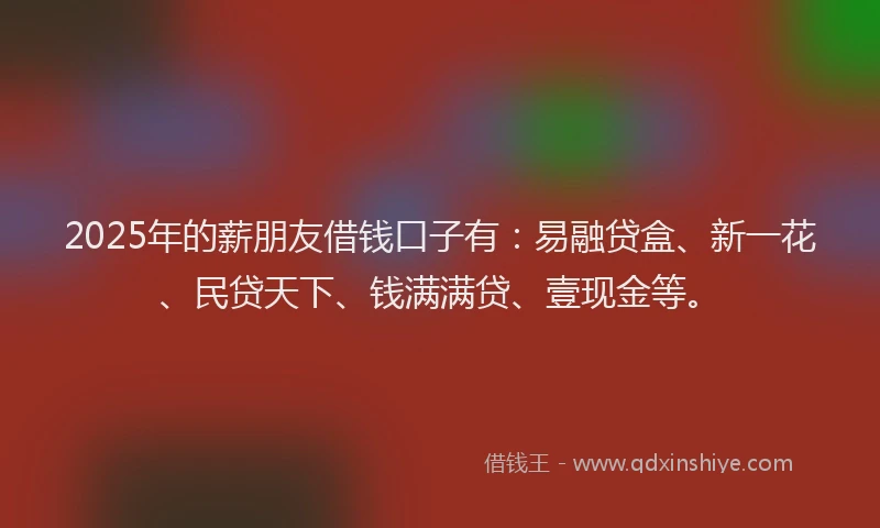 2025年的薪朋友借钱口子有：易融贷盒、新一花、民贷天下、钱满满贷、壹现金等。