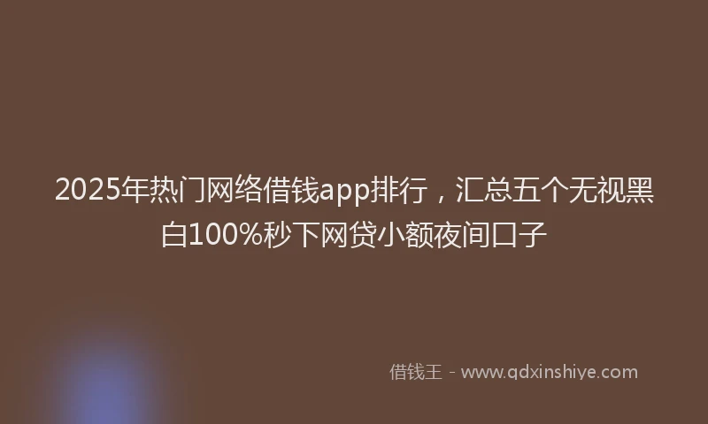 2025年热门网络借钱app排行，汇总五个无视黑白100%秒下网贷小额夜间口子