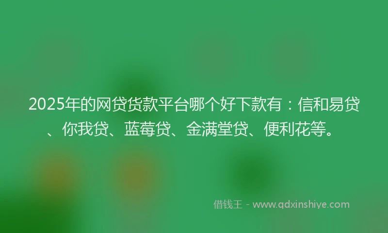 2025年的网贷货款平台哪个好下款有：信和易贷、你我贷、蓝莓贷、金满堂贷、便利花等。