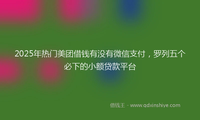 2025年热门美团借钱有没有微信支付，罗列五个必下的小额贷款平台
