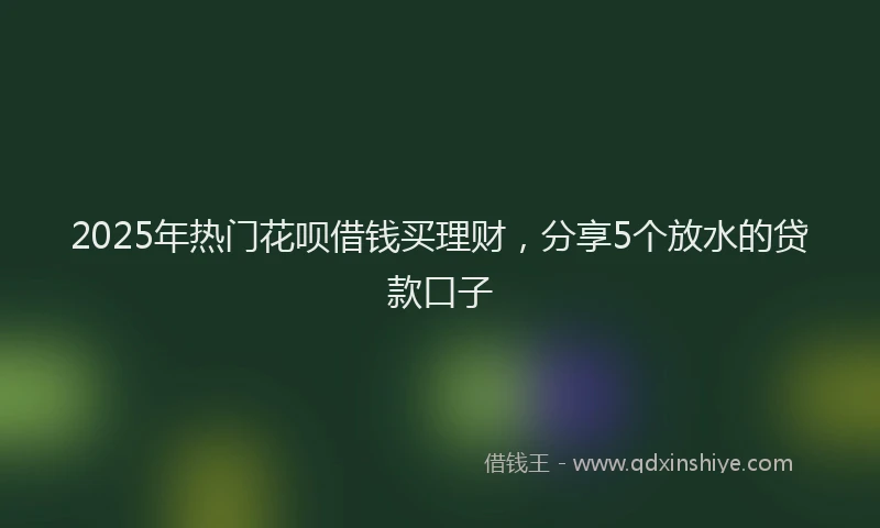 2025年热门花呗借钱买理财，分享5个放水的贷款口子
