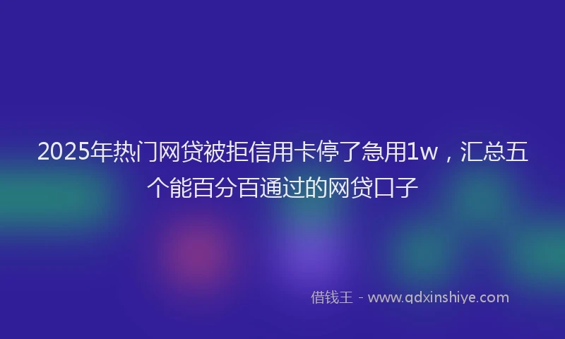 2025年热门网贷被拒信用卡停了急用1w，汇总五个能百分百通过的网贷口子