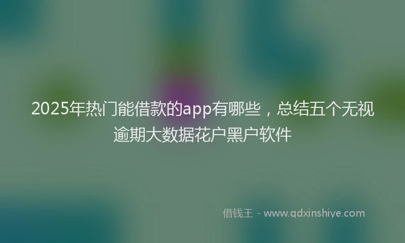 2025年热门能借款的app有哪些，总结五个无视逾期大数据花户黑户软件