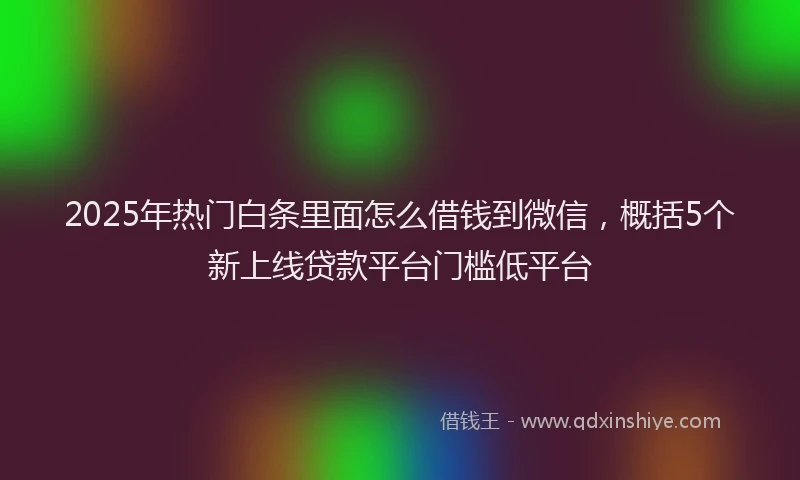 2025年热门白条里面怎么借钱到微信，概括5个新上线贷款平台门槛低平台