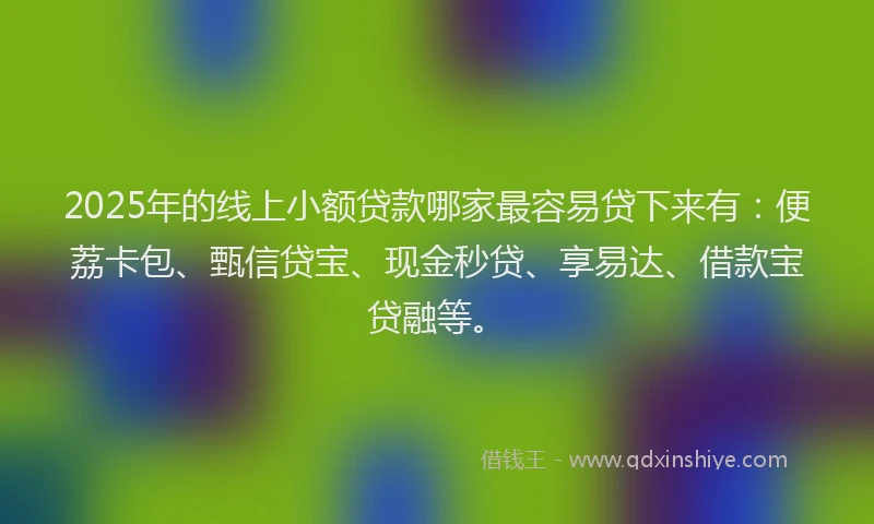 2025年的线上小额贷款哪家最容易贷下来有：便荔卡包、甄信贷宝、现金秒贷、享易达、借款宝贷融等。