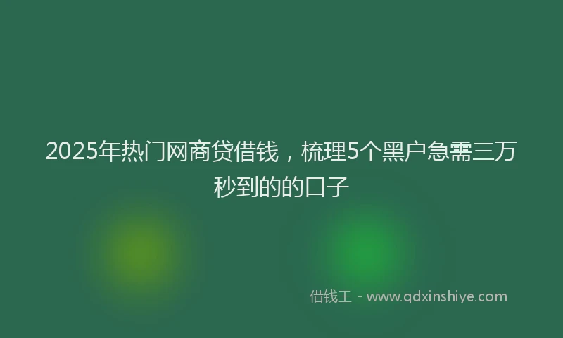 2025年热门网商贷借钱，梳理5个黑户急需三万秒到的的口子