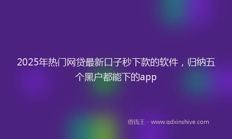 2025年热门网贷最新口子秒下款的软件，归纳五个黑户都能下的app