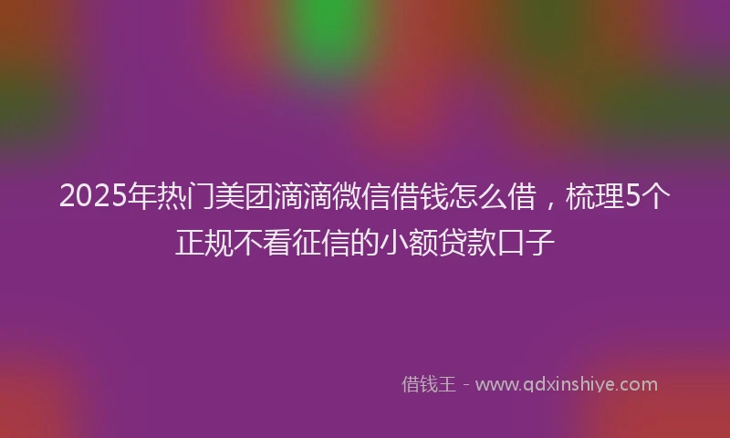2025年热门美团滴滴微信借钱怎么借，梳理5个正规不看征信的小额贷款口子