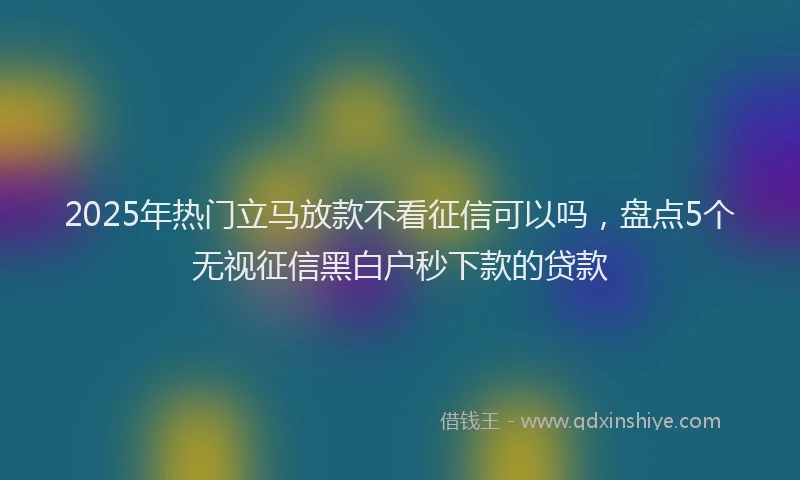 2025年热门立马放款不看征信可以吗，盘点5个无视征信黑白户秒下款的贷款