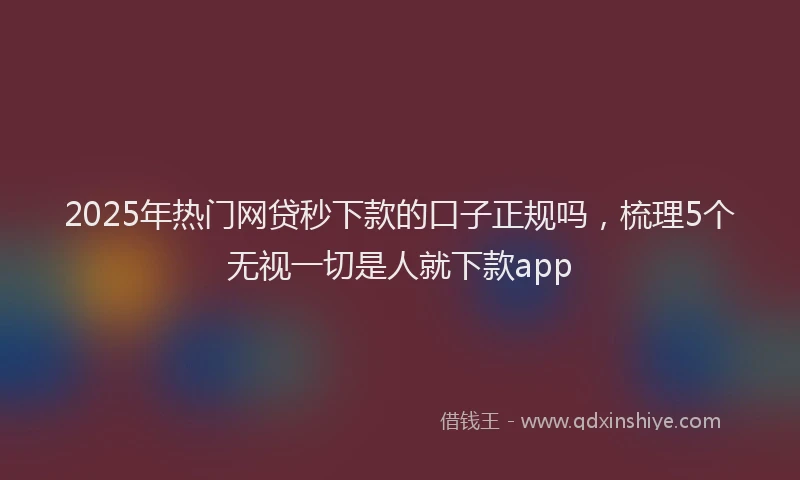 2025年热门网贷秒下款的口子正规吗，梳理5个无视一切是人就下款app