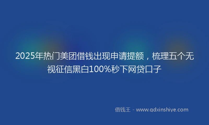 2025年热门美团借钱出现申请提额，梳理五个无视征信黑白100%秒下网贷口子