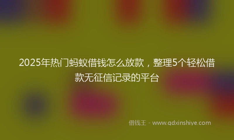 2025年热门蚂蚁借钱怎么放款，整理5个轻松借款无征信记录的平台