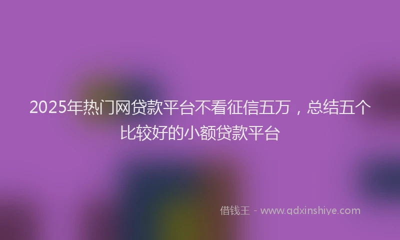 2025年热门网贷款平台不看征信五万，总结五个比较好的小额贷款平台