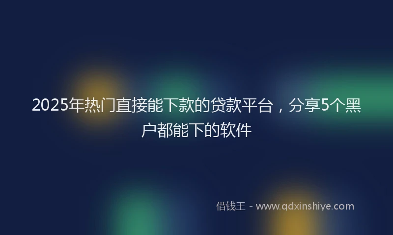 2025年热门直接能下款的贷款平台，分享5个黑户都能下的软件