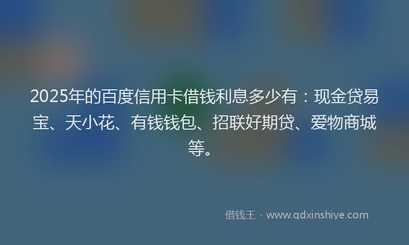 2025年的百度信用卡借钱利息多少有：现金贷易宝、天小花、有钱钱包、招联好期贷、爱物商城等。