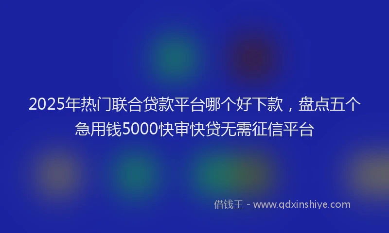 2025年热门联合贷款平台哪个好下款，盘点五个急用钱5000快审快贷无需征信平台