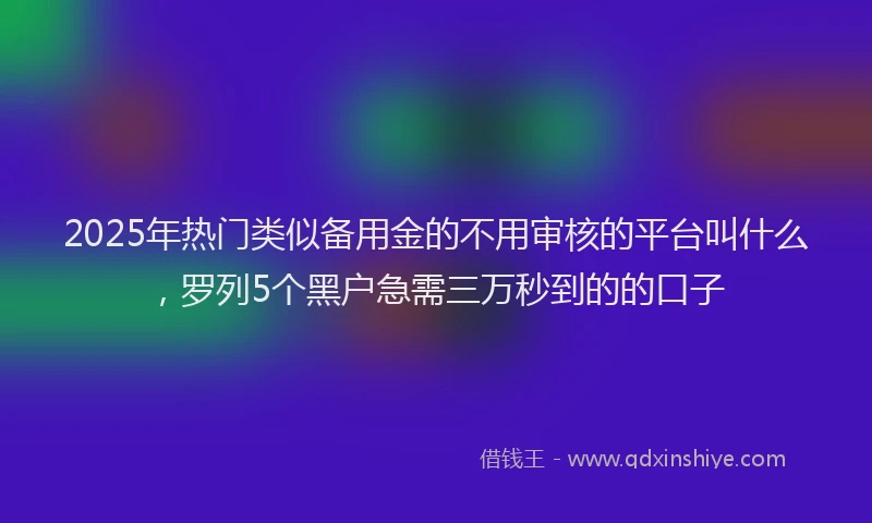 2025年热门类似备用金的不用审核的平台叫什么，罗列5个黑户急需三万秒到的的口子