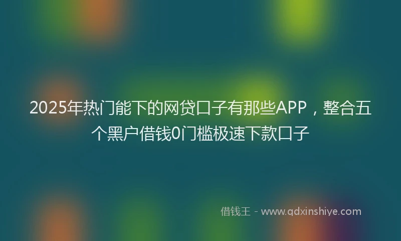 2025年热门能下的网贷口子有那些APP，整合五个黑户借钱0门槛极速下款口子