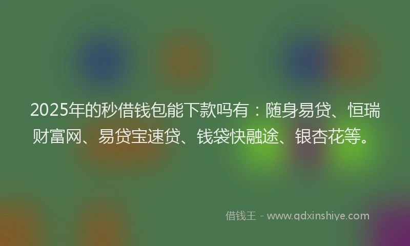 2025年的秒借钱包能下款吗有：随身易贷、恒瑞财富网、易贷宝速贷、钱袋快融途、银杏花等。