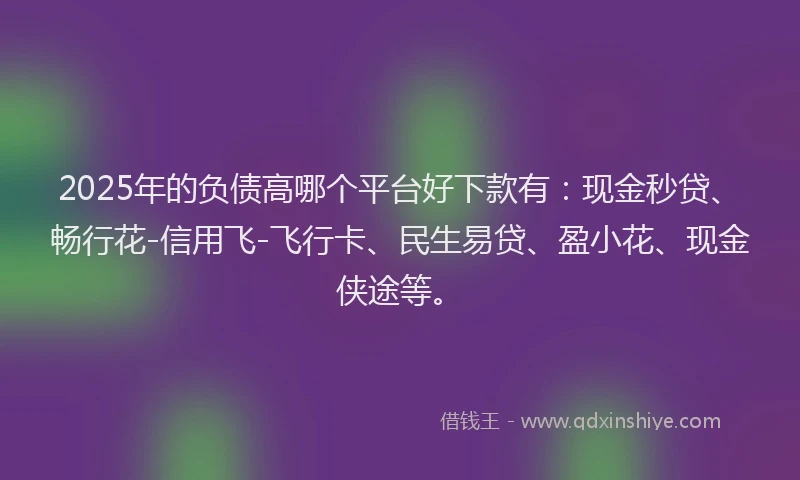2025年的负债高哪个平台好下款有：现金秒贷、畅行花-信用飞-飞行卡、民生易贷、盈小花、现金侠途等。