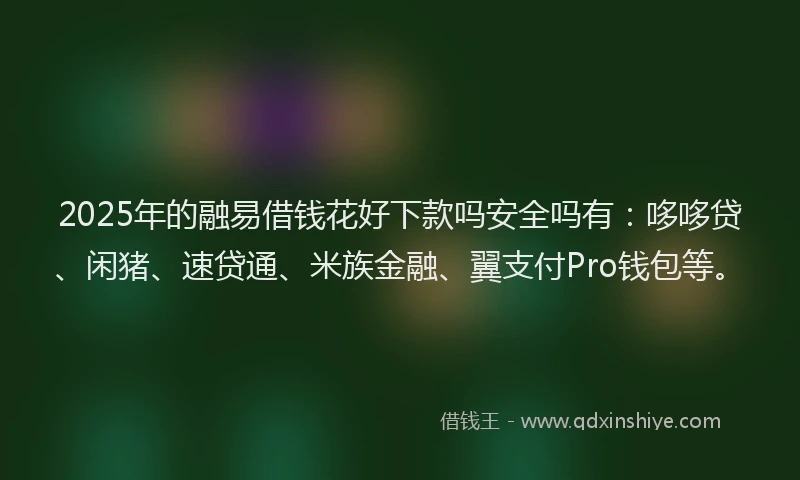 2025年的融易借钱花好下款吗安全吗有：哆哆贷、闲猪、速贷通、米族金融、翼支付Pro钱包等。