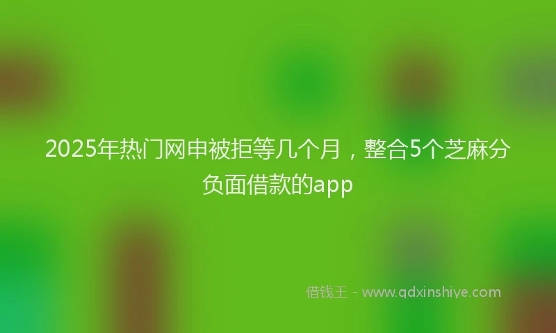 2025年热门网申被拒等几个月，整合5个芝麻分负面借款的app