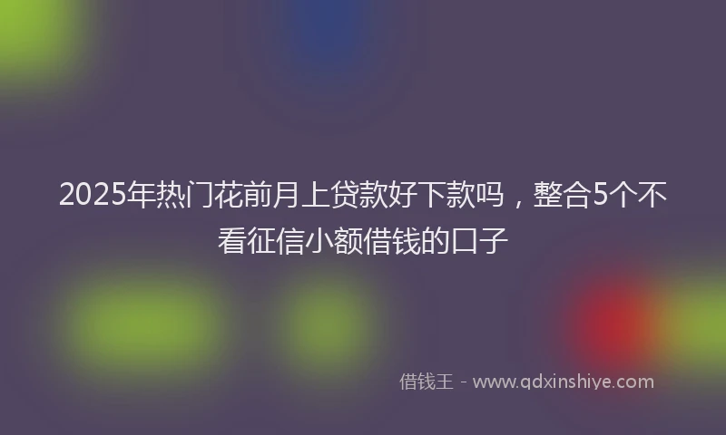 2025年热门花前月上贷款好下款吗，整合5个不看征信小额借钱的口子