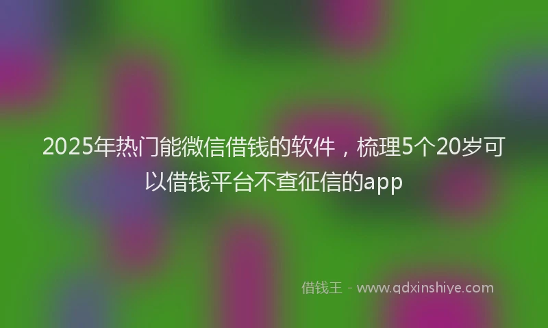 2025年热门能微信借钱的软件，梳理5个20岁可以借钱平台不查征信的app