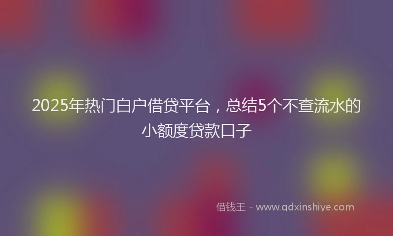 2025年热门白户借贷平台，总结5个不查流水的小额度贷款口子