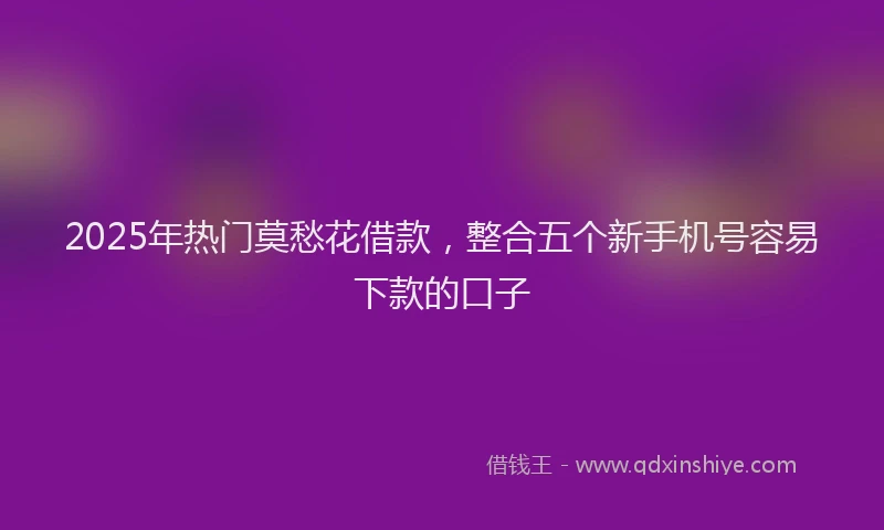 2025年热门莫愁花借款，整合五个新手机号容易下款的口子