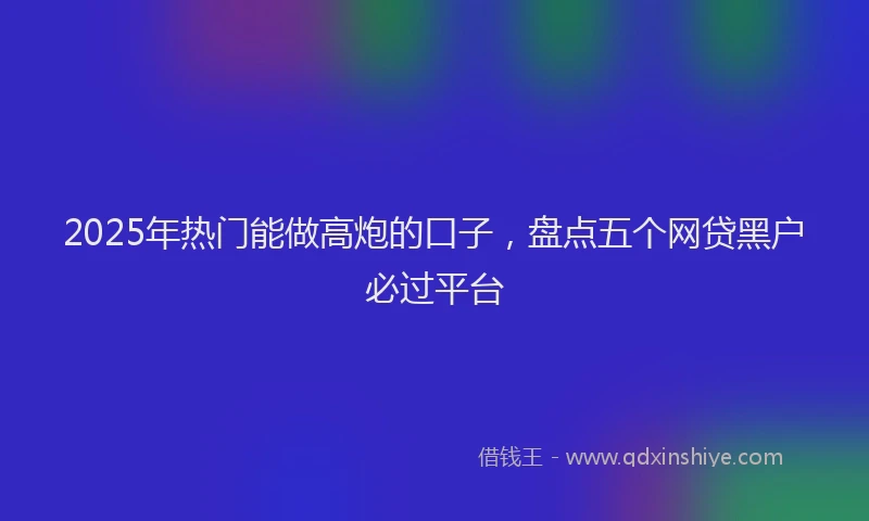 2025年热门能做高炮的口子，盘点五个网贷黑户必过平台