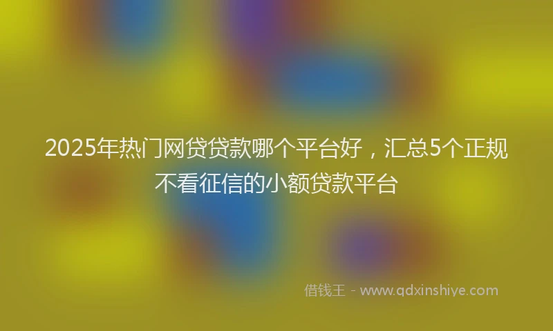2025年热门网贷贷款哪个平台好，汇总5个正规不看征信的小额贷款平台