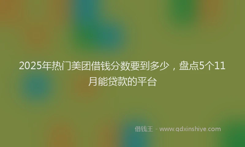 2025年热门美团借钱分数要到多少，盘点5个11月能贷款的平台