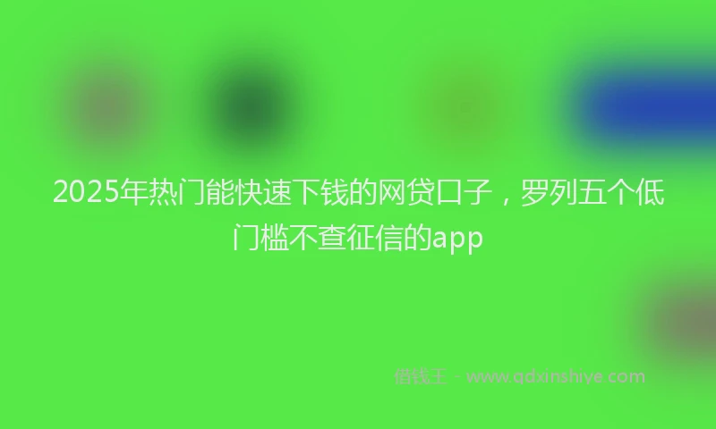 2025年热门能快速下钱的网贷口子，罗列五个低门槛不查征信的app