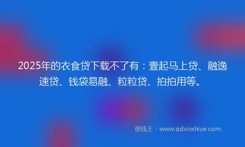 2025年的衣食贷下载不了有：壹起马上贷、融逸速贷、钱袋易融、粒粒贷、拍拍用等。