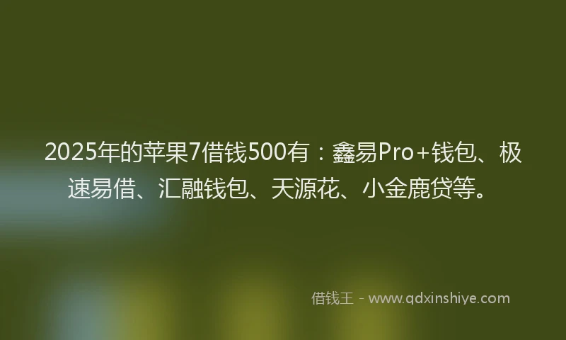 2025年的苹果7借钱500有：鑫易Pro+钱包、极速易借、汇融钱包、天源花、小金鹿贷等。