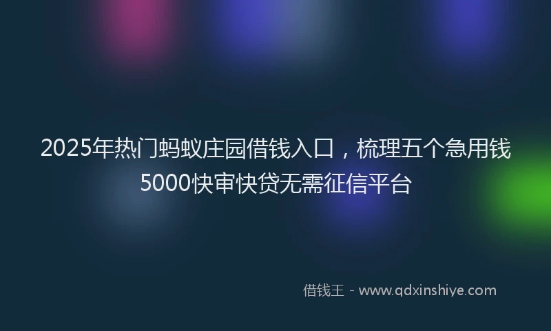 2025年热门蚂蚁庄园借钱入口，梳理五个急用钱5000快审快贷无需征信平台