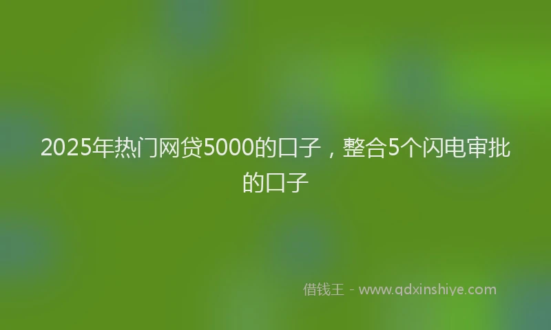 2025年热门网贷5000的口子，整合5个闪电审批的口子