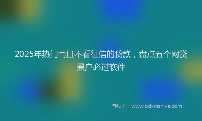 2025年热门而且不看征信的贷款，盘点五个网贷黑户必过软件